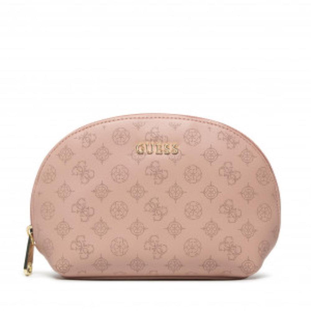 Guess Nude Luxury Textile Makeup Bag for Women — Premium Designer Cosmetic Pouch.
